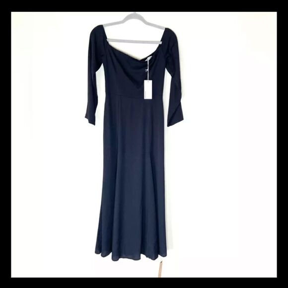 NWT Reformation Ballari Maxi Black Dress Long Sleeve Size 4 - Picture 7 of 13